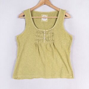 Mistral Tank Top Womens UK 12 US M Green Pintuck Slub Knit Boho Cottagecore *